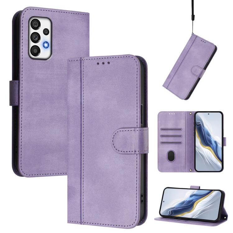 Line Splicing Buckle Retro Leather Phone Case, For Galaxy A72 4G / 5G, For Galaxy A02s 166mm, For Galaxy A02s 164mm