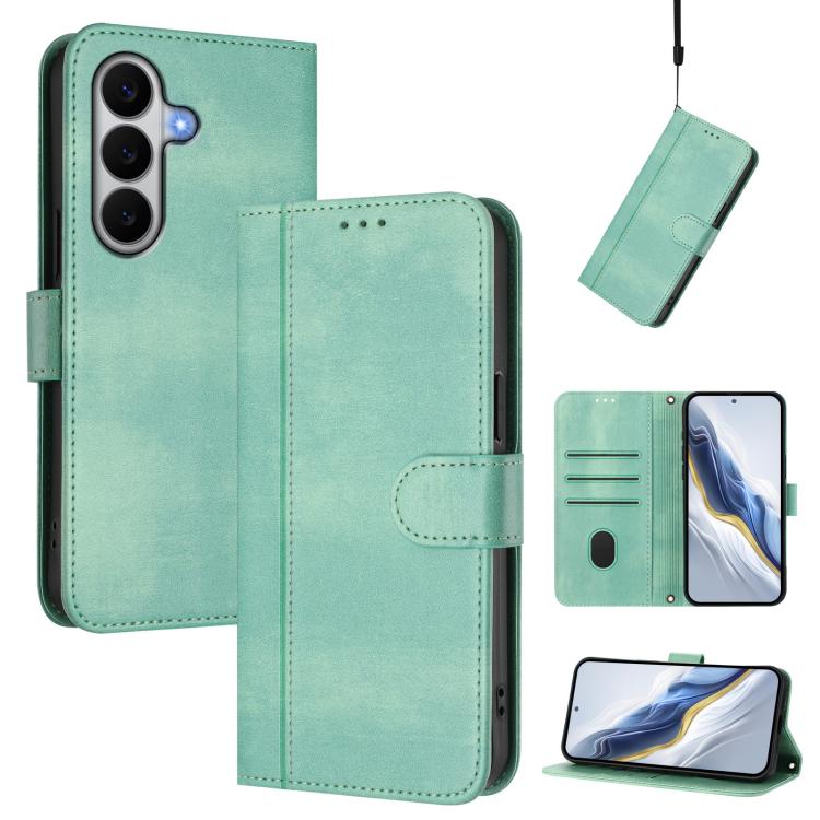 Line Splicing Buckle Retro Leather Phone Case, For Galaxy A27 5G, For Galaxy A17 5G, For Galaxy A07 4G, For Galaxy A06 4G / 5G, For Galaxy A56 5G, For Galaxy A26 5G Global