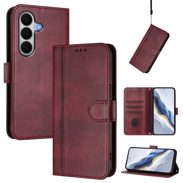 Line Splicing Buckle Retro Leather Phone Case, For Galaxy A27 5G, For Galaxy A17 5G, For Galaxy A07 4G, For Galaxy A06 4G / 5G, For Galaxy A56 5G, For Galaxy A26 5G Global