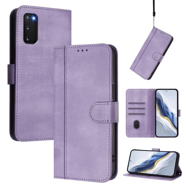 Line Splicing Buckle Retro Leather Phone Case, For Samsung Galaxy S23 5G, For Samsung Galaxy S20 FE, For Samsung Galaxy S22 Ultra 5G, For Samsung Galaxy S22+ 5G, For Samsung Galaxy S22 5G, For Samsung Galaxy S21 FE 5G