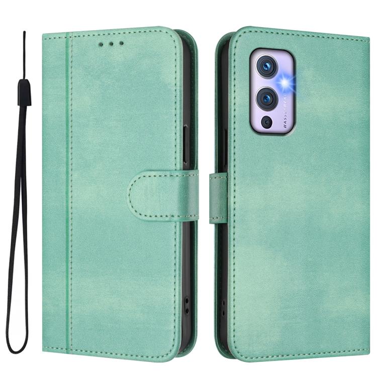 Line Splicing Buckle Retro Leather Phone Case, For OnePlus 9, For OnePlus Nord N10 5G