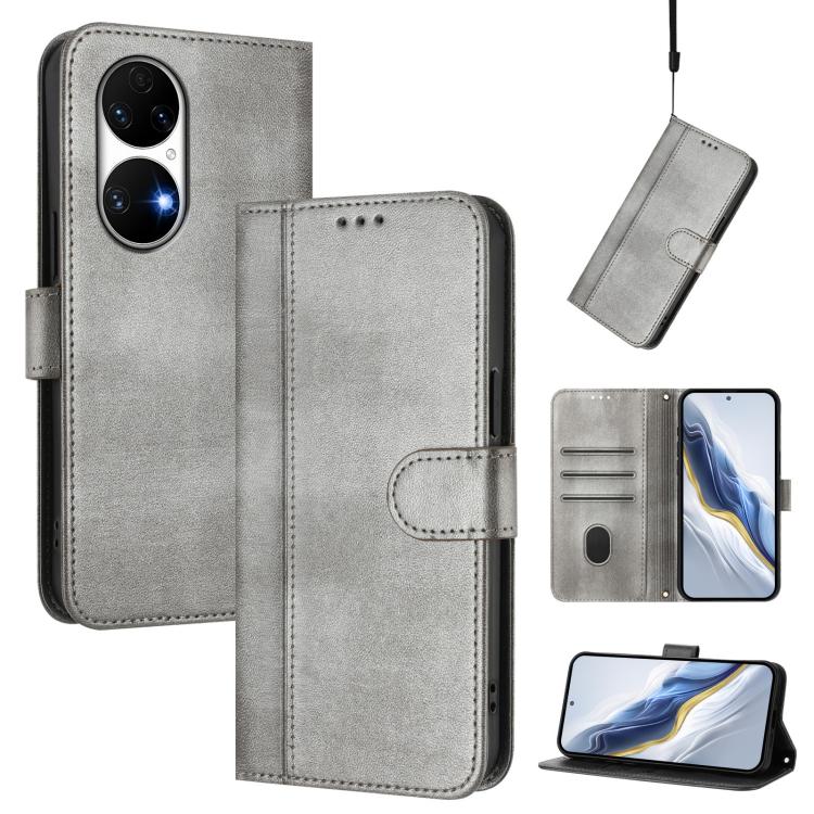 Line Splicing Buckle Retro Leather Phone Case, For Huawei P50 Pro, For Huawei P50, For Huawei Enjoy 20 SE / Huawei P Smart 2021