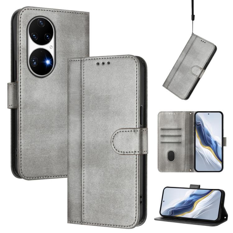 Line Splicing Buckle Retro Leather Phone Case, For Huawei P50 Pro, For Huawei P50, For Huawei Enjoy 20 SE / Huawei P Smart 2021