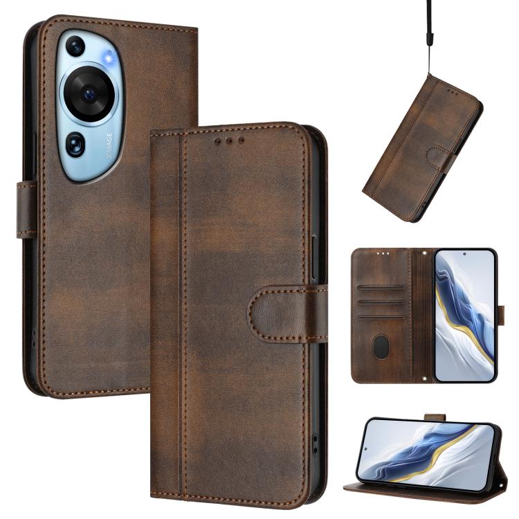 Line Splicing Buckle Retro Leather Phone Case, For Huawei Mate 60, For Huawei P60 Art, For Huawei P60 / P60 Pro, For Huawei Enjoy 50 Pro / Huawei Nova Y90, For Huawei Enjoy 50 / Nova Y70 / Nova Y70 Plus, For Huawei Nova 9