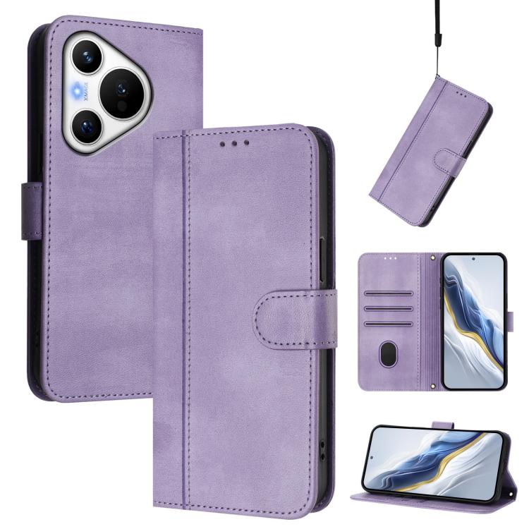 Line Splicing Buckle Retro Leather Phone Case, For Huawei Nova 13 / Nova 12, For Huawei Pura 70 Pro / Pura 70 Pro+, For Huawei nova 12i Global, For Huawei Nova 12s Global, For Huawei Pura 70, For Huawei Mate 60 Pro / Mate 60 Pro+