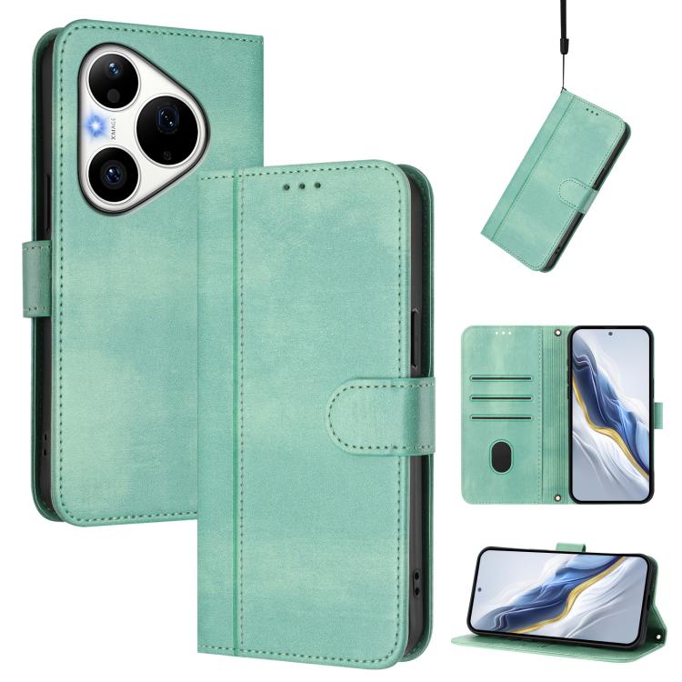 Line Splicing Buckle Retro Leather Phone Case, For Huawei nova 16z, For Huawei nova 16, For Huawei Pura 90 Pro Max 5G, For Huawei Pura 90 Pro 5G, For Huawei Mate 70 Air 5G, For Huawei Enjoy 80s