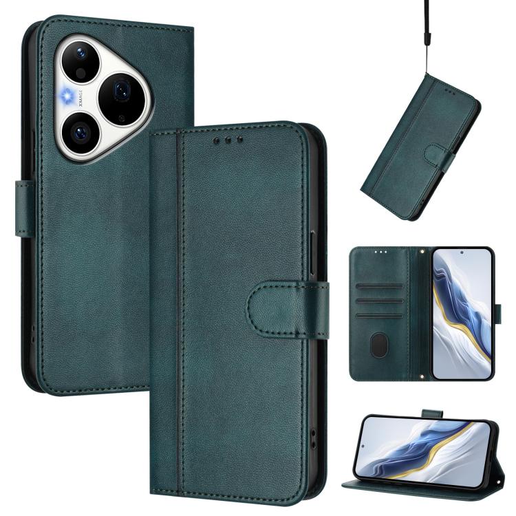 Line Splicing Buckle Retro Leather Phone Case, For Huawei nova 16z, For Huawei nova 16, For Huawei Pura 90 Pro Max 5G, For Huawei Pura 90 Pro 5G, For Huawei Mate 70 Air 5G, For Huawei Enjoy 80s