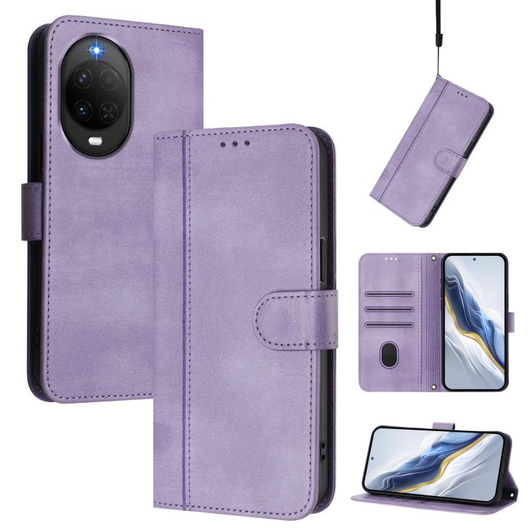 Line Splicing Buckle Retro Leather Phone Case, For Huawei nova 16z, For Huawei nova 16, For Huawei Pura 90 Pro Max 5G, For Huawei Pura 90 Pro 5G, For Huawei Mate 70 Air 5G, For Huawei Enjoy 80s