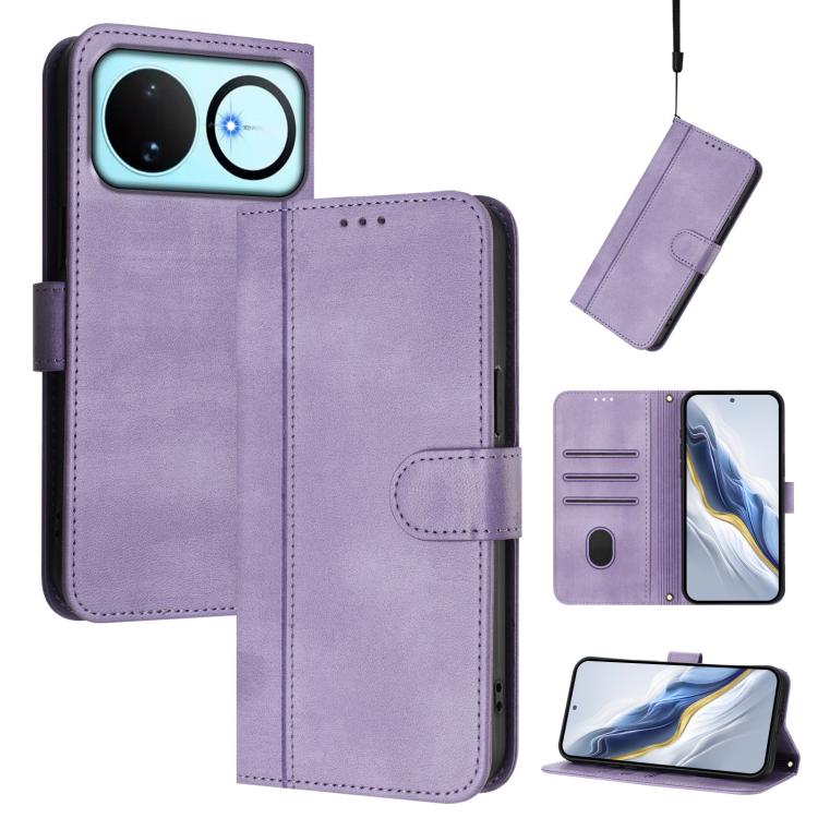 Line Splicing Buckle Retro Leather Phone Case, For Huawei nova 16z, For Huawei nova 16, For Huawei Pura 90 Pro Max 5G, For Huawei Pura 90 Pro 5G, For Huawei Mate 70 Air 5G, For Huawei Enjoy 80s