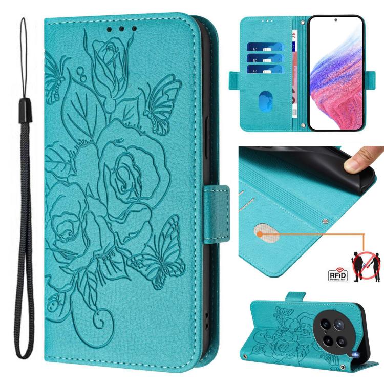 Embossed Rose RFID Anti-theft Leather Phone Case, For vivo V60 Lite 5G Global, For vivo Y400 5G Global, For vivo Y400 4G, For vivo V60 5G Global, For vivo S30 Pro mini, For vivo S30, For vivo X200s 5G