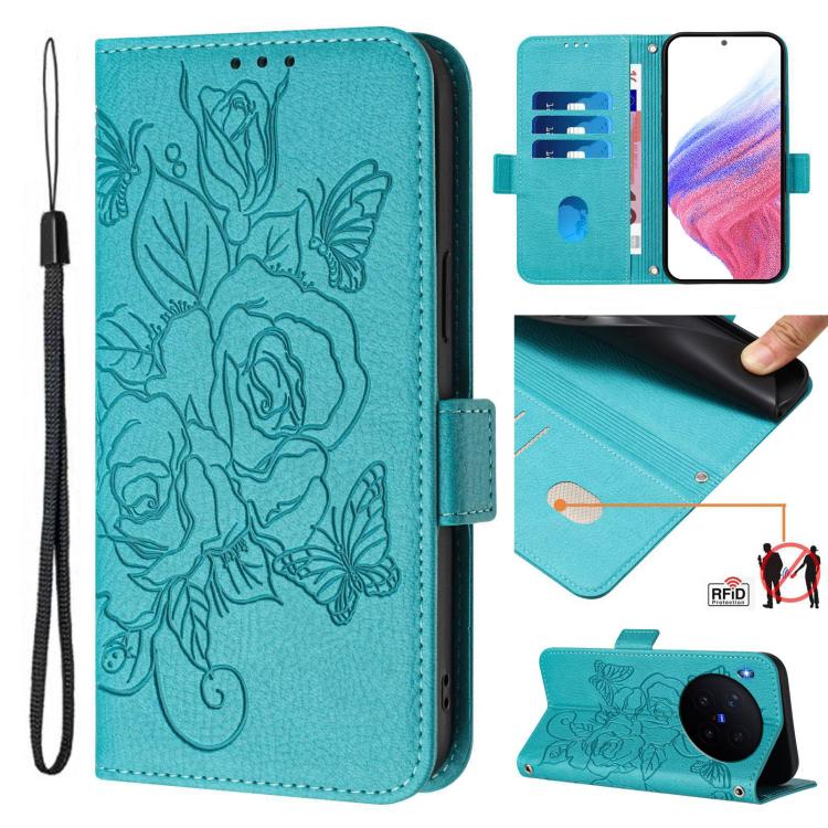 Embossed Rose RFID Anti-theft Leather Phone Case, For vivo X300 FE / S50 Pro mini 5G, For vivo X300s, For vivo Y21 5G 2026 / vivo Y05 4G / Y11d, For vivo V70 FE 5G, For vivo X300 Ultra, For vivo X300 Pro 5G, For vivo X300 5G, For vivo Y31 5G Global
