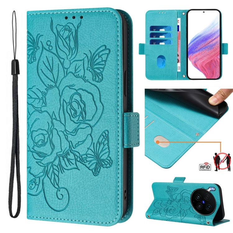 Embossed Rose RFID Anti-theft Leather Phone Case, For vivo X300 FE / S50 Pro mini 5G, For vivo X300s, For vivo Y21 5G 2026 / vivo Y05 4G / Y11d, For vivo V70 FE 5G, For vivo X300 Ultra, For vivo X300 Pro 5G, For vivo X300 5G, For vivo Y31 5G Global