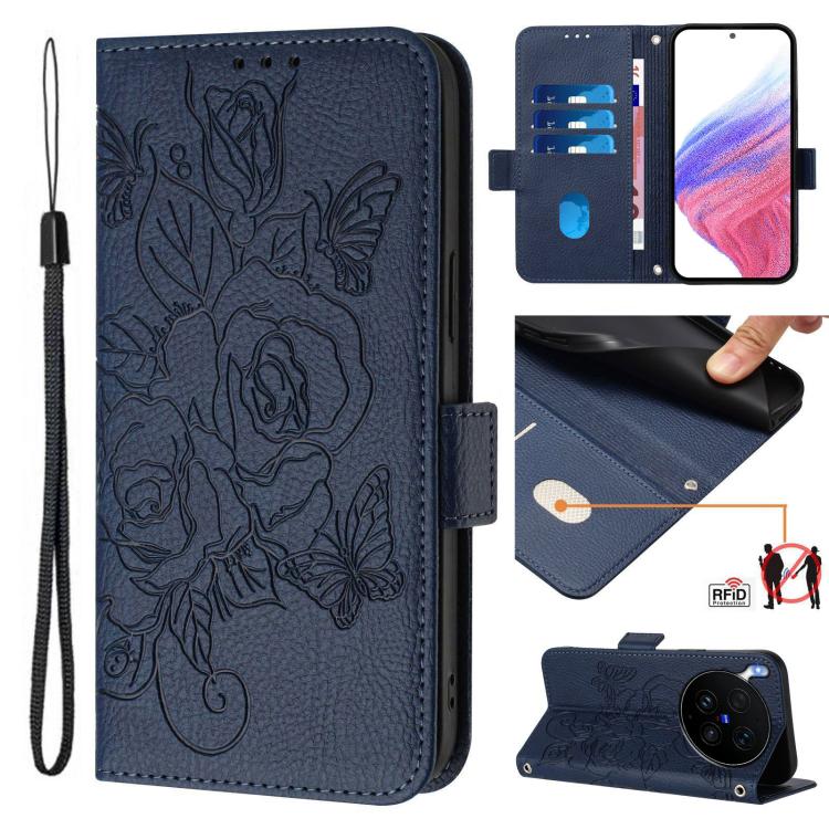 Embossed Rose RFID Anti-theft Leather Phone Case, For vivo X300 FE / S50 Pro mini 5G, For vivo X300s, For vivo Y21 5G 2026 / vivo Y05 4G / Y11d, For vivo V70 FE 5G, For vivo X300 Ultra, For vivo X300 Pro 5G, For vivo X300 5G, For vivo Y31 5G Global