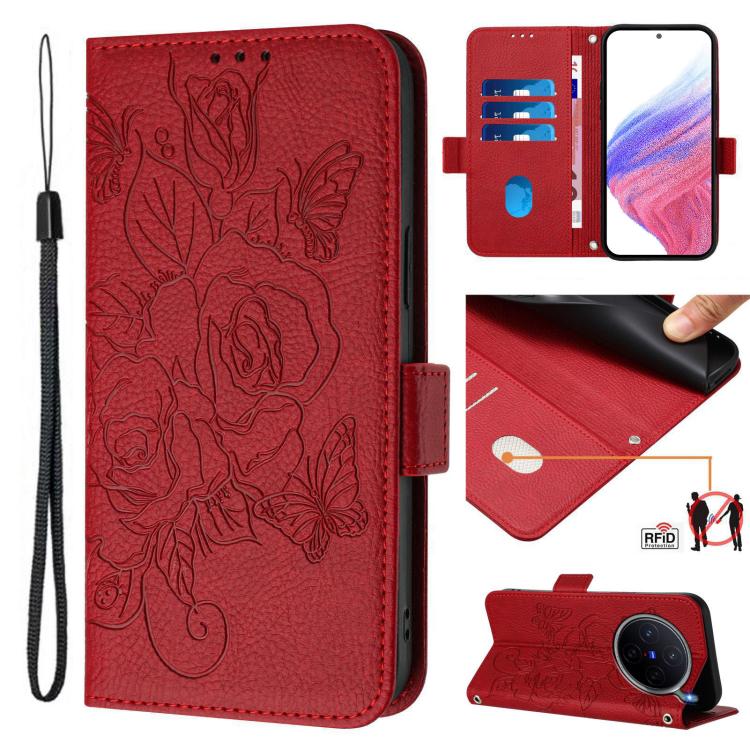 Embossed Rose RFID Anti-theft Leather Phone Case, For vivo X300 FE / S50 Pro mini 5G, For vivo X300s, For vivo Y21 5G 2026 / vivo Y05 4G / Y11d, For vivo V70 FE 5G, For vivo X300 Ultra, For vivo X300 Pro 5G, For vivo X300 5G, For vivo Y31 5G Global