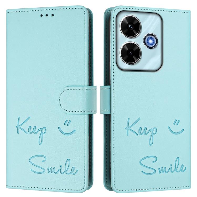 Smile Embossing RFID Leather Phone Case, For Xiaomi Poco M6 Plus / Redmi 13x 4G, For Xiaomi Poco C71 / Redmi A5 4G 171.7mm, For Xiaomi Poco F7 Pro / F7 Ultra