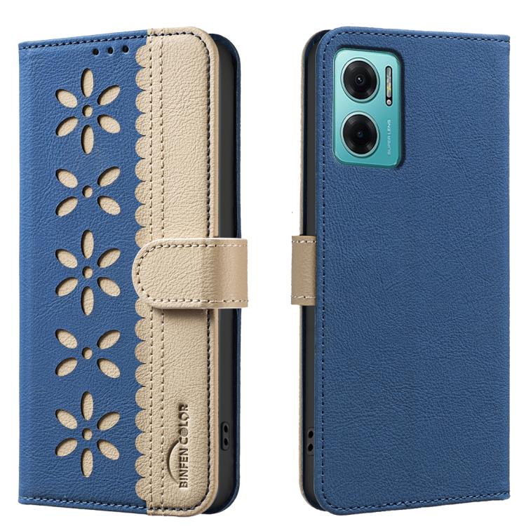 Splicing Color Hollow Flower Pattern RFID Leather Phone Case, For Redmi Note 11 Pro Global 6.67 inch, For Redmi 10 5G / Note 11 4G 6.5 inch, For Redmi Note 10 5G / Note 10T 5G, For Redmi Note 10 4G / Note 10S, For Redmi Note 10 Pro / 10 Pro Max