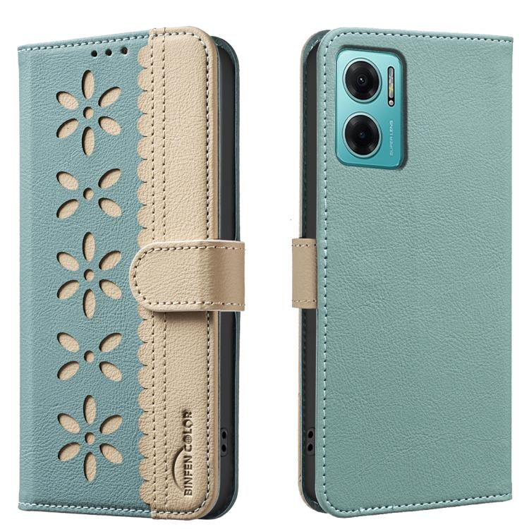 Splicing Color Hollow Flower Pattern RFID Leather Phone Case, For Redmi Note 11 Pro Global 6.67 inch, For Redmi 10 5G / Note 11 4G 6.5 inch, For Redmi Note 10 5G / Note 10T 5G, For Redmi Note 10 4G / Note 10S, For Redmi Note 10 Pro / 10 Pro Max