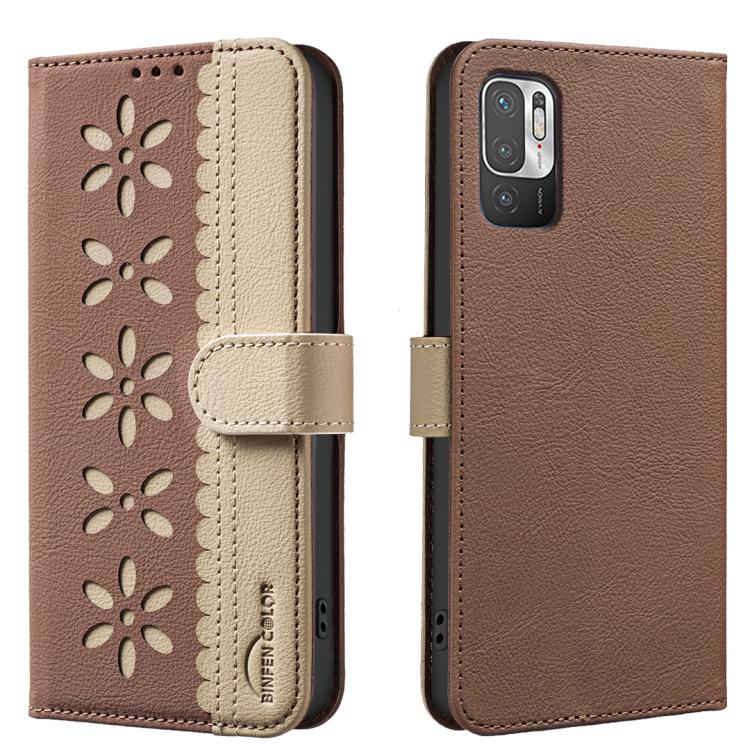Splicing Color Hollow Flower Pattern RFID Leather Phone Case, For Redmi Note 11 Pro Global 6.67 inch, For Redmi 10 5G / Note 11 4G 6.5 inch, For Redmi Note 10 5G / Note 10T 5G, For Redmi Note 10 4G / Note 10S, For Redmi Note 10 Pro / 10 Pro Max