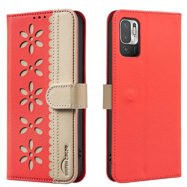 Splicing Color Hollow Flower Pattern RFID Leather Phone Case, For Redmi Note 11 Pro Global 6.67 inch, For Redmi 10 5G / Note 11 4G 6.5 inch, For Redmi Note 10 5G / Note 10T 5G, For Redmi Note 10 4G / Note 10S, For Redmi Note 10 Pro / 10 Pro Max