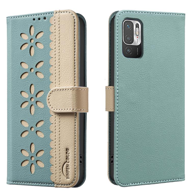 Splicing Color Hollow Flower Pattern RFID Leather Phone Case, For Redmi Note 11 Pro Global 6.67 inch, For Redmi 10 5G / Note 11 4G 6.5 inch, For Redmi Note 10 5G / Note 10T 5G, For Redmi Note 10 4G / Note 10S, For Redmi Note 10 Pro / 10 Pro Max