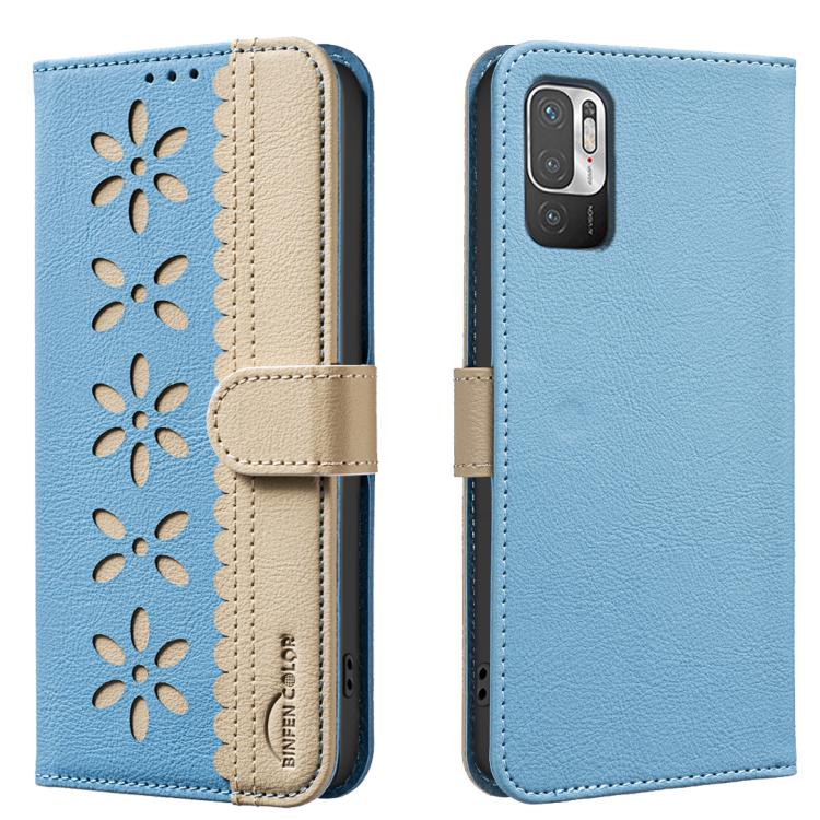 Splicing Color Hollow Flower Pattern RFID Leather Phone Case, For Redmi Note 11 Pro Global 6.67 inch, For Redmi 10 5G / Note 11 4G 6.5 inch, For Redmi Note 10 5G / Note 10T 5G, For Redmi Note 10 4G / Note 10S, For Redmi Note 10 Pro / 10 Pro Max