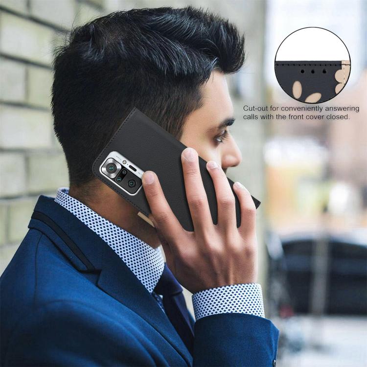 Splicing Color Hollow Flower Pattern RFID Leather Phone Case, For Redmi Note 10 Pro / 10 Pro Max