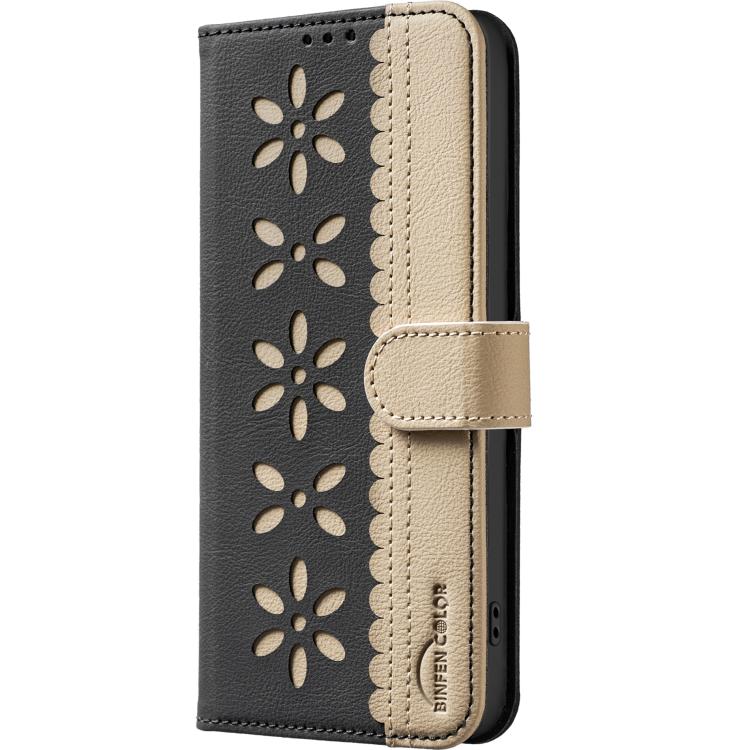 Splicing Color Hollow Flower Pattern RFID Leather Phone Case, For Redmi Note 11 Pro Global 6.67 inch, For Redmi 10 5G / Note 11 4G 6.5 inch, For Redmi Note 10 5G / Note 10T 5G, For Redmi Note 10 4G / Note 10S, For Redmi Note 10 Pro / 10 Pro Max