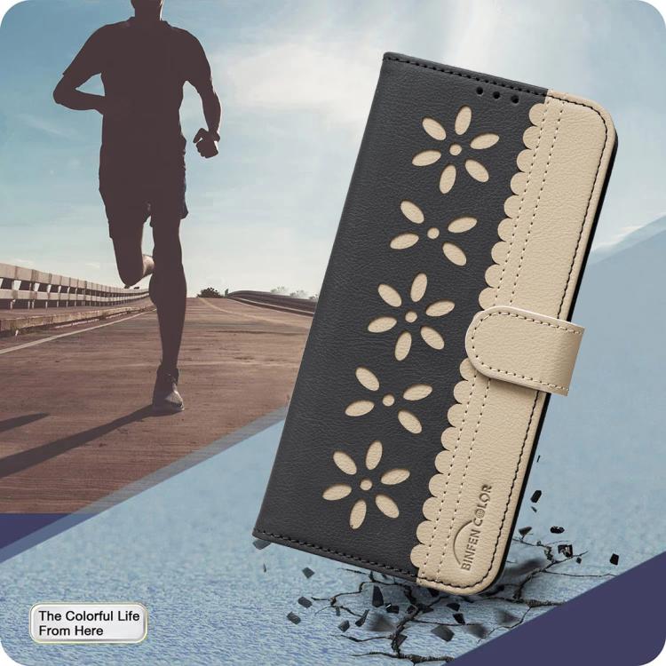 Splicing Color Hollow Flower Pattern RFID Leather Phone Case, For Redmi Note 11 Pro Global 6.67 inch, For Redmi 10 5G / Note 11 4G 6.5 inch, For Redmi Note 10 5G / Note 10T 5G, For Redmi Note 10 4G / Note 10S, For Redmi Note 10 Pro / 10 Pro Max