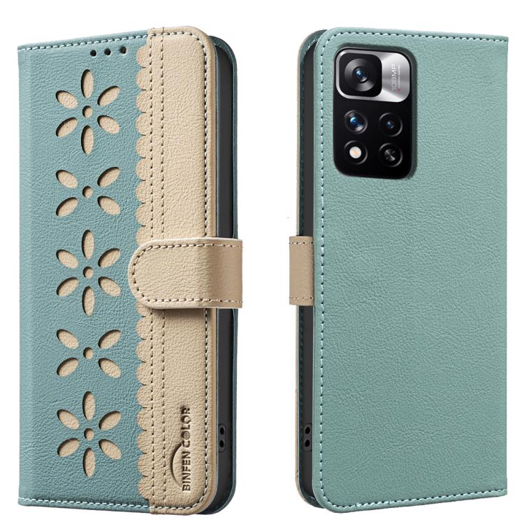 Splicing Color Hollow Flower Pattern RFID Leather Phone Case, For Redmi Note 11 Pro Global 6.67 inch, For Redmi 10 5G / Note 11 4G 6.5 inch, For Redmi Note 10 5G / Note 10T 5G, For Redmi Note 10 4G / Note 10S, For Redmi Note 10 Pro / 10 Pro Max