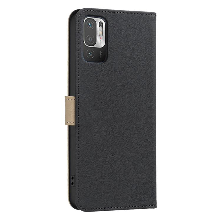 Splicing Color Hollow Flower Pattern RFID Leather Phone Case, For Xiaomi Poco M3 Pro