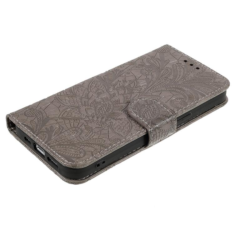 Lace Flower Embossing Flip Leather Phone Case, For ZTE Blade A35