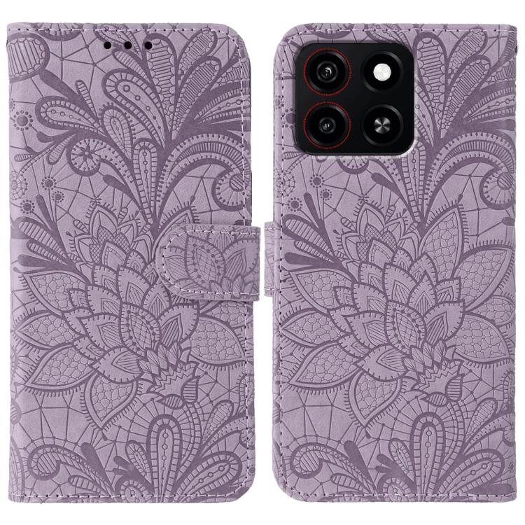 Lace Flower Embossing Flip Leather Phone Case, For ZTE Blade A35