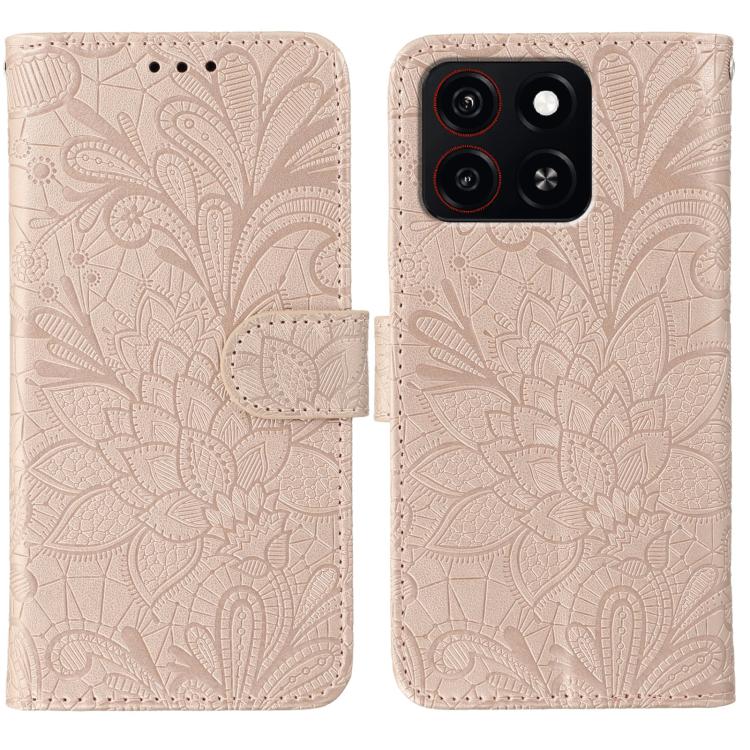 Lace Flower Embossing Flip Leather Phone Case, For ZTE Blade A35
