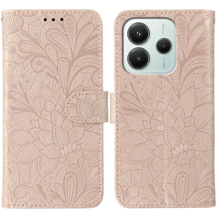 Lace Flower Embossing Flip Leather Phone Case, For Redmi Note 14 4G 164.84mm EU, For Redmi Note 14 Pro 4G Global, For Redmi Note 14 5G Global, For Redmi Note 14 4G 163.25mm Global