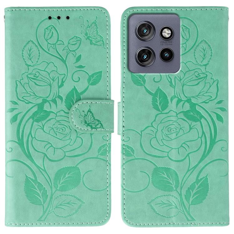Rose Butterfly Embossed Leather Phone Case, For Motorola Edge 50 Neo, For Motorola Edge 50 Ultra, For Motorola Edge 50 Pro, For Motorola Edge 50 Fusion