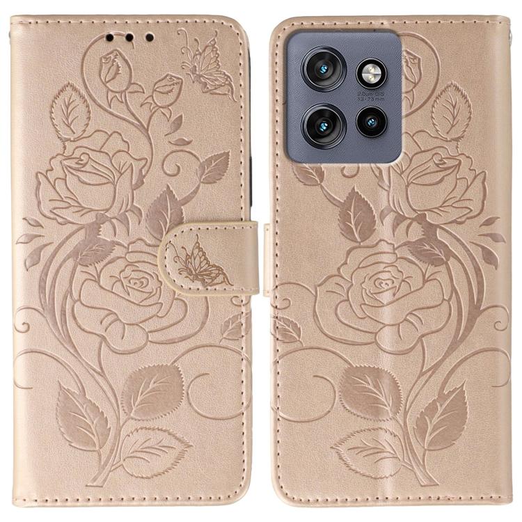 Rose Butterfly Embossed Leather Phone Case, For Motorola Edge 50 Neo, For Motorola Edge 50 Ultra, For Motorola Edge 50 Pro, For Motorola Edge 50 Fusion