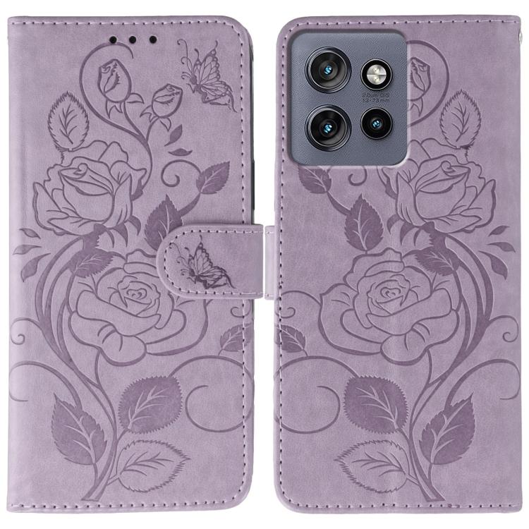 Rose Butterfly Embossed Leather Phone Case, For Motorola Edge 50 Neo, For Motorola Edge 50 Ultra, For Motorola Edge 50 Pro, For Motorola Edge 50 Fusion