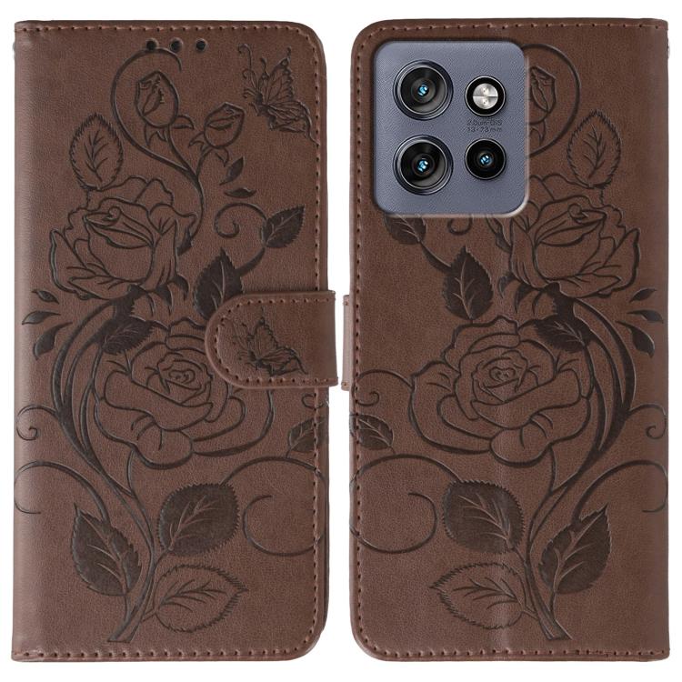 Rose Butterfly Embossed Leather Phone Case, For Motorola Edge 50 Neo, For Motorola Edge 50 Ultra, For Motorola Edge 50 Pro, For Motorola Edge 50 Fusion