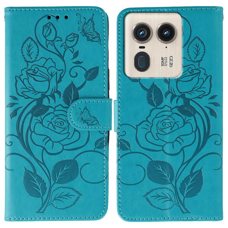 Rose Butterfly Embossed Leather Phone Case, For Motorola Edge 50 Neo, For Motorola Edge 50 Ultra, For Motorola Edge 50 Pro, For Motorola Edge 50 Fusion