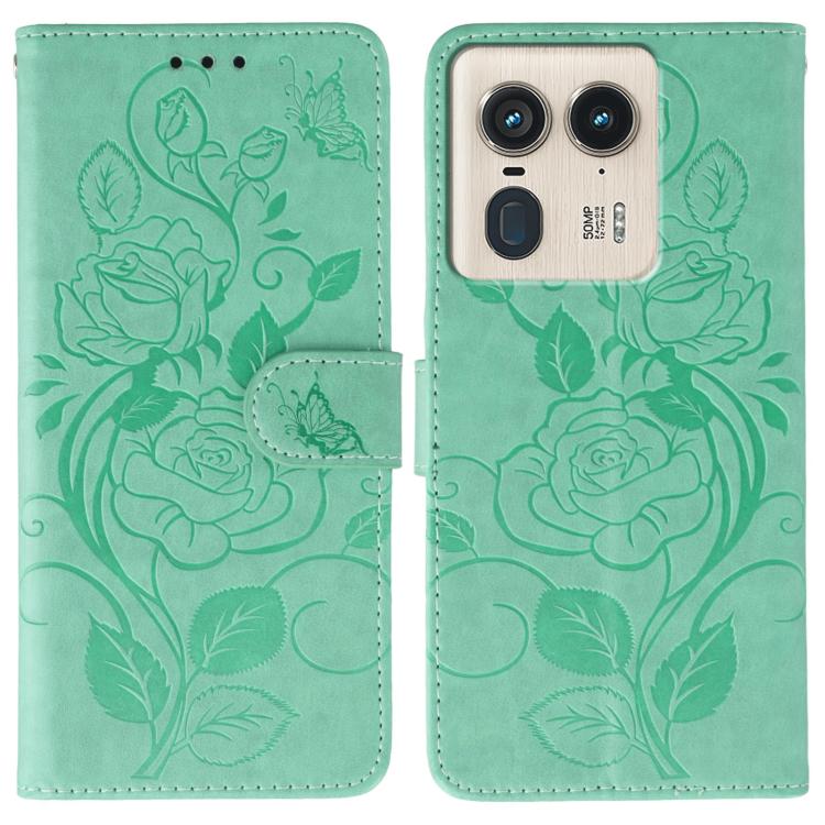 Rose Butterfly Embossed Leather Phone Case, For Motorola Edge 50 Neo, For Motorola Edge 50 Ultra, For Motorola Edge 50 Pro, For Motorola Edge 50 Fusion