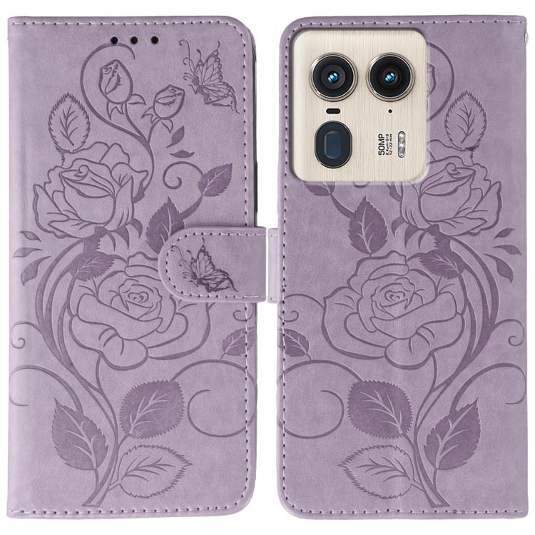 Rose Butterfly Embossed Leather Phone Case, For Motorola Edge 50 Neo, For Motorola Edge 50 Ultra, For Motorola Edge 50 Pro, For Motorola Edge 50 Fusion