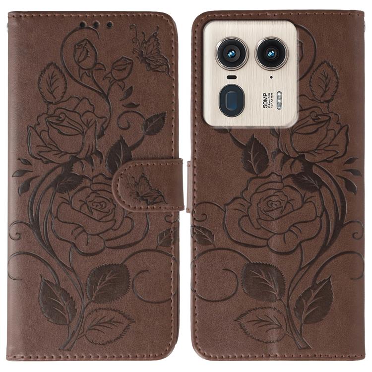 Rose Butterfly Embossed Leather Phone Case, For Motorola Edge 50 Neo, For Motorola Edge 50 Ultra, For Motorola Edge 50 Pro, For Motorola Edge 50 Fusion