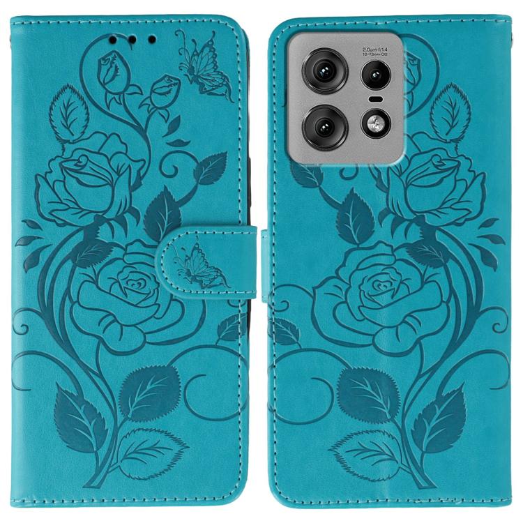 Rose Butterfly Embossed Leather Phone Case, For Motorola Edge 50 Neo, For Motorola Edge 50 Ultra, For Motorola Edge 50 Pro, For Motorola Edge 50 Fusion