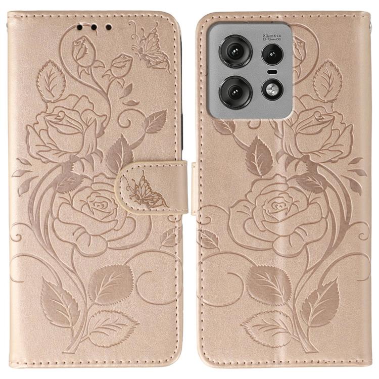 Rose Butterfly Embossed Leather Phone Case, For Motorola Edge 50 Neo, For Motorola Edge 50 Ultra, For Motorola Edge 50 Pro, For Motorola Edge 50 Fusion