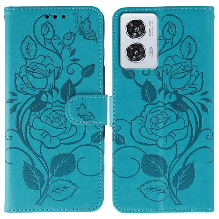 Rose Butterfly Embossed Leather Phone Case, For Motorola Edge 50 Neo, For Motorola Edge 50 Ultra, For Motorola Edge 50 Pro, For Motorola Edge 50 Fusion