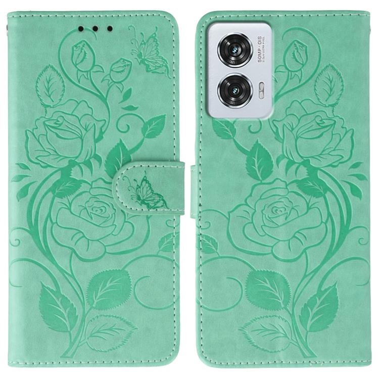 Rose Butterfly Embossed Leather Phone Case, For Motorola Edge 50 Neo, For Motorola Edge 50 Ultra, For Motorola Edge 50 Pro, For Motorola Edge 50 Fusion