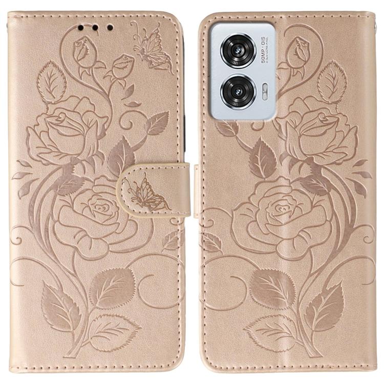 Rose Butterfly Embossed Leather Phone Case, For Motorola Edge 50 Neo, For Motorola Edge 50 Ultra, For Motorola Edge 50 Pro, For Motorola Edge 50 Fusion