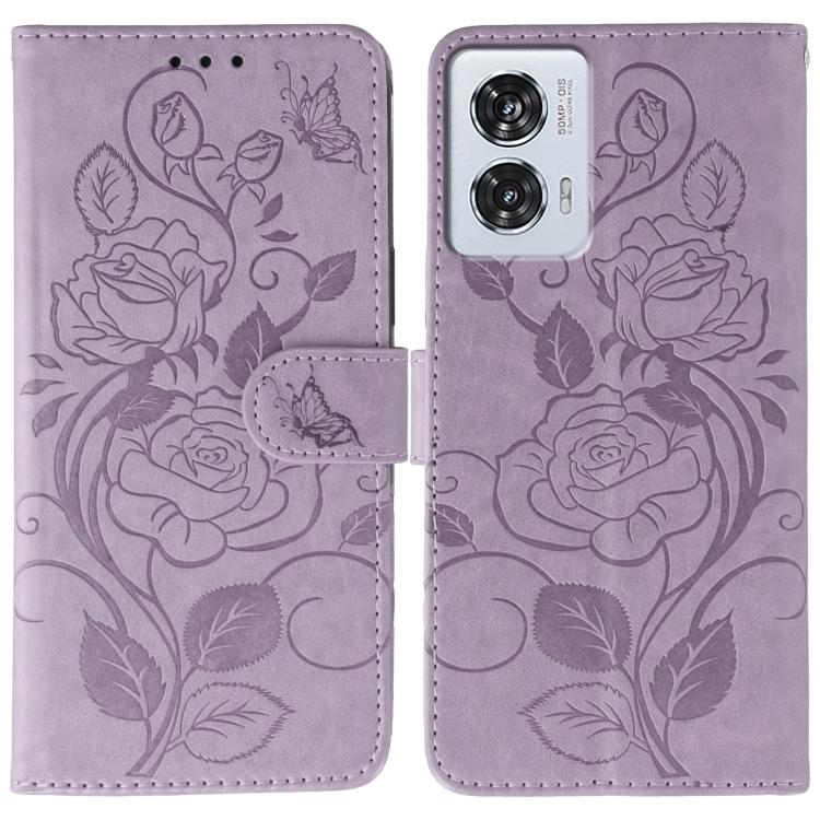 Rose Butterfly Embossed Leather Phone Case, For Motorola Edge 50 Neo, For Motorola Edge 50 Ultra, For Motorola Edge 50 Pro, For Motorola Edge 50 Fusion