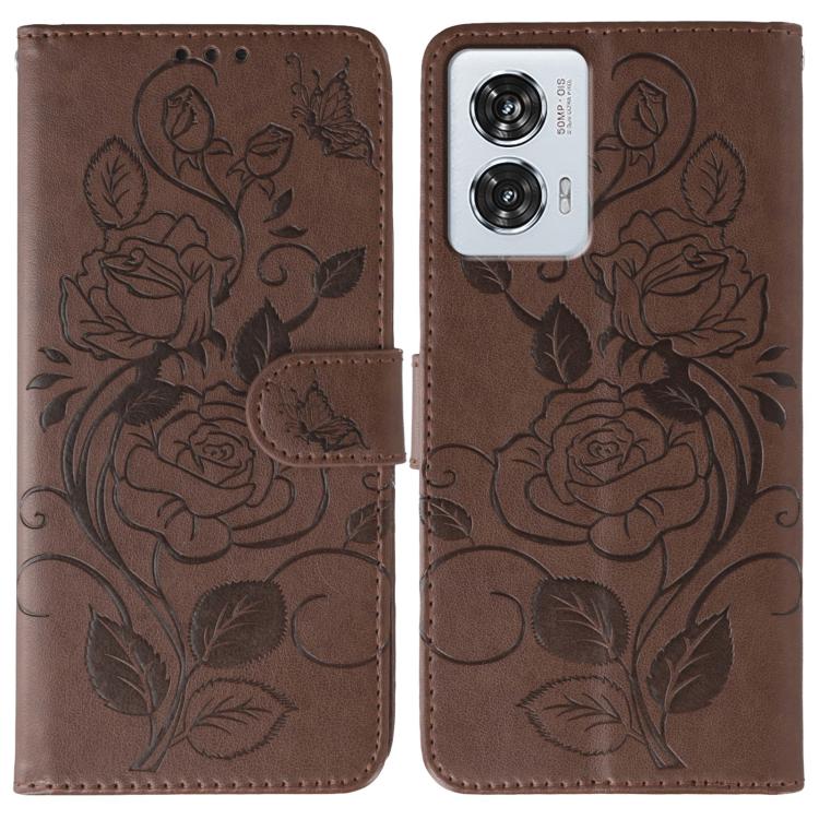 Rose Butterfly Embossed Leather Phone Case, For Motorola Edge 50 Neo, For Motorola Edge 50 Ultra, For Motorola Edge 50 Pro, For Motorola Edge 50 Fusion