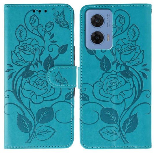 Rose Butterfly Embossed Leather Phone Case, For Motorola G96 5G, For Motorola Edge 60 Pro, For Motorola Edge 60 Fusion 5G, For Motorola Moto G05 / E15, For Motorola Moto G15, For Motorola Moto G75 5G, For Motorola Moto G35, For Motorola Edge 50